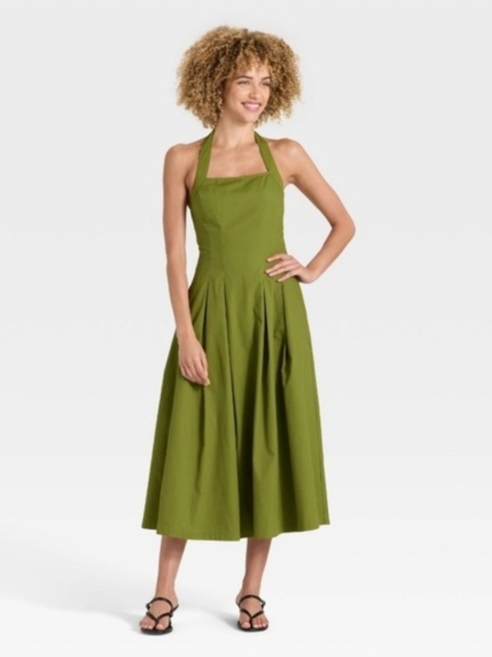 a new day Olive Green Halter Midi Dress